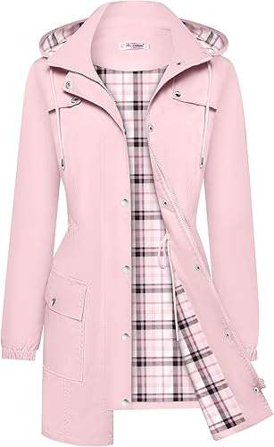 BBX Lephsnt Rain Jacket for Women Waterproof Lightweight Windbreaker Women's Raincoat with Hood Packable Coats