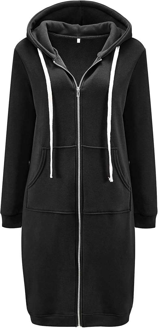 DUOYANGJIASHA Women's Long Hoodies Tunic Winter Fleece Jackets Knitted Casual Sweatshirt Zip Up Hoodies