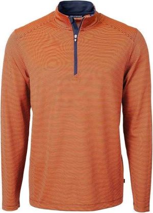 Cutter & Buck Virtue Eco Pique Micro Stripe Recycled Mens Quarter Zip